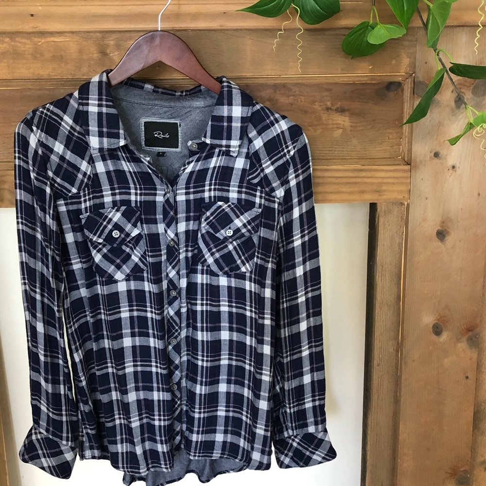 Rails navy plaid | super soft shirt | sz L